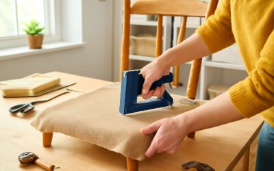 Quick DIY chair makeover: reupholster chair diy without sewing in minutes.